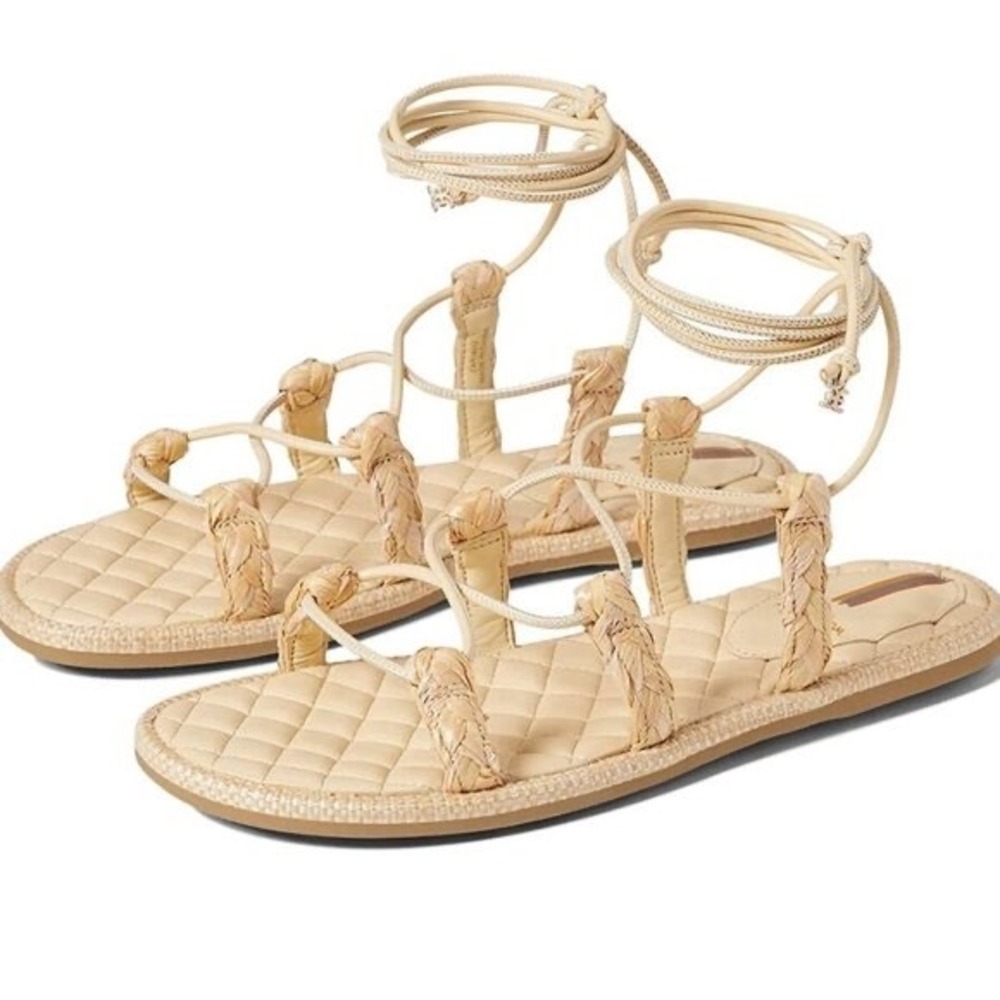 Sam Edelman Zariah 2 Gladiator Sandals Ivory Cream Lace Up Wrap Flat Size 8